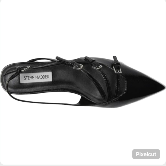 Steve Madden Peony Black Pointed Toe Strappy Slingback Flats Size 8 - Brand New! - Picture 11 of 13